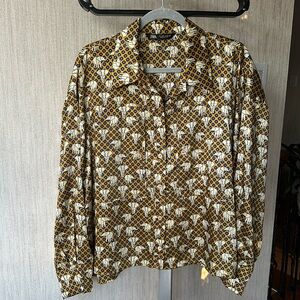 Zara womens blouse/shirt with elephants, Size L